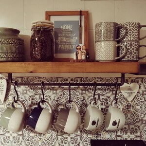 Handmade Mug Rack Shelf: Rustic Kitchen Organizer With 5 Hooks - Etsy UK