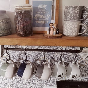 Handmade Mug Rack Shelf: Rustic Kitchen Organizer With 5 Hooks - Etsy UK