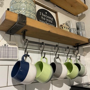 Handmade Mug Rack Shelf: Rustic Kitchen Organizer With 5 Hooks - Etsy UK