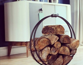 Handmade Wrought Iron Log Holder: Fireside Hearth Storage