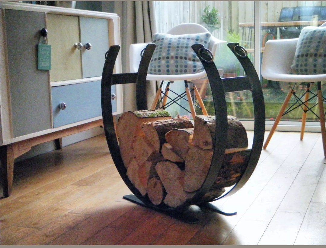 Wrought Iron Log Holder Metal Log Basket Log Storage Etsy UK