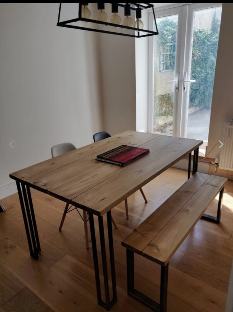 Industrial Style Dining Table and Bench Set Vintage Style | Etsy UK