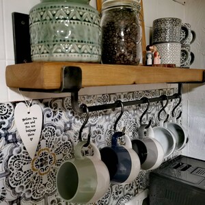 Handmade Mug Rack Shelf: Rustic Kitchen Organizer With 5 Hooks - Etsy UK