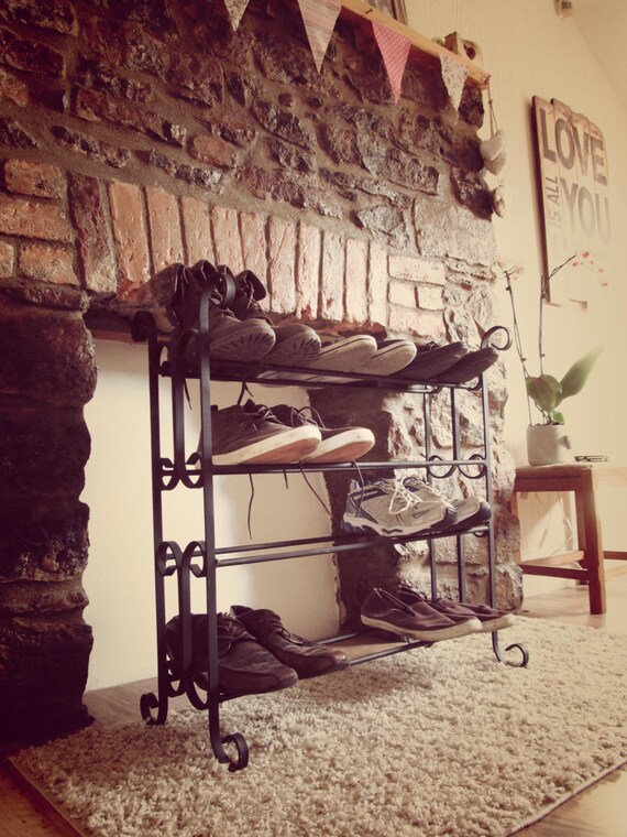 Metal Shoe Rack Wrought Iron Hallway Boots Custom Shoe Storage Scrolls. Etsy