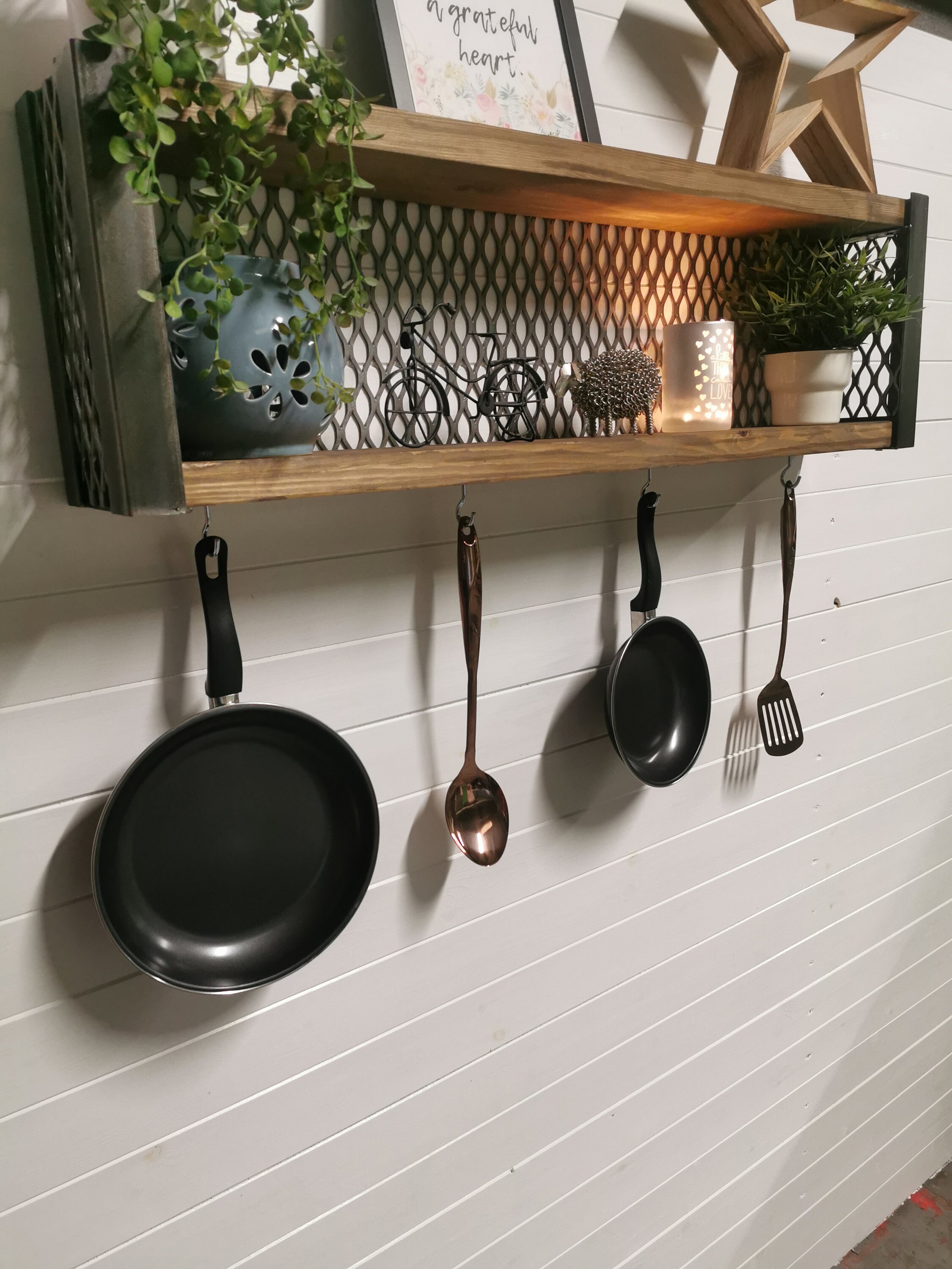Industrial Style Wall Shelves Monnted Storage Display Utensil Etsy UK