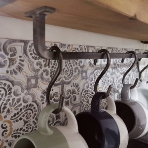 Handmade Mug Rack Shelf: Rustic Kitchen Organizer With 5 Hooks - Etsy UK
