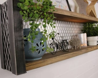 Industrial Shelving Wall Unit, Herb shelf, Wall mounted shelf, living room shelf, Rustic shelf, kitchen shelf, shelving. Bar shelving.
