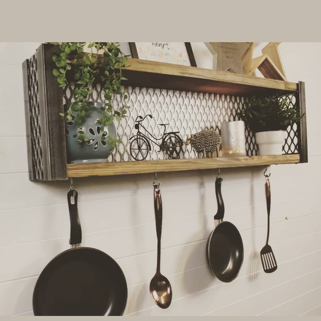 Industrial Style Wall Shelves Monnted Storage Display Utensil Etsy UK