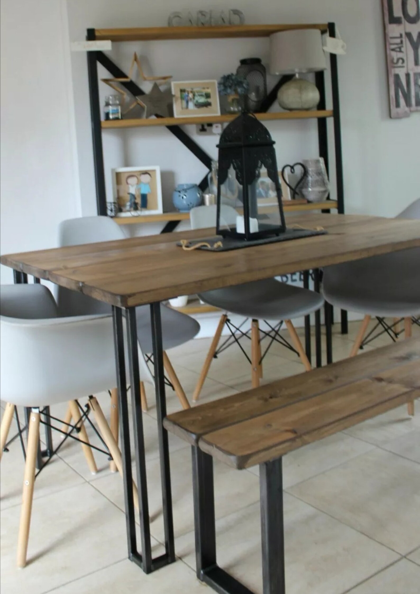 Industrial Style Dining Table and Bench Set Vintage Style - Etsy UK