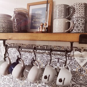 Handmade Mug Rack Shelf: Rustic Kitchen Organizer With 5 Hooks - Etsy UK