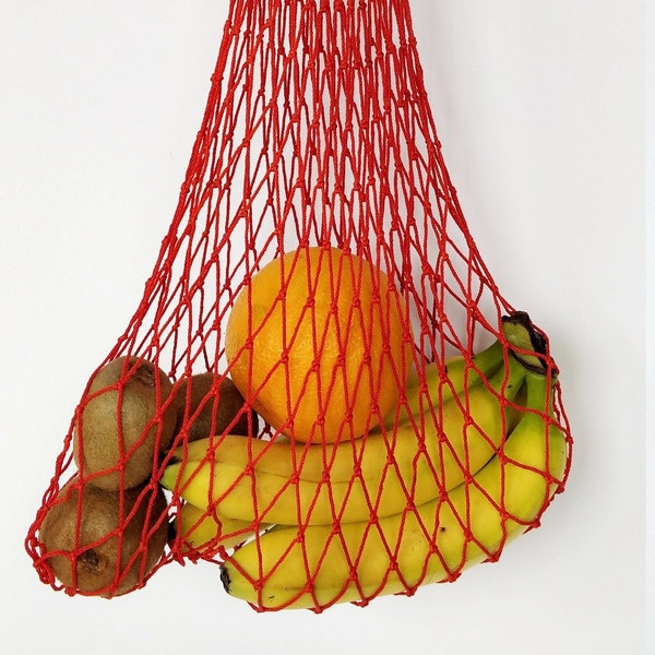 Vintage French net market bag Crochet reusable beach zero waste shopping tote