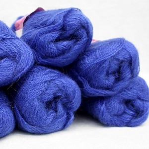 Vintage acrylic mohair yarn Royal blue super fine soft knitting crochet yarn skein