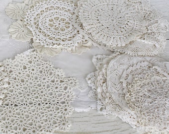 Assorted doily set of 10 crochet round doily Vintage tablecloth floral lace doilies crochet placemats wedding decor