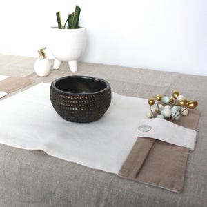 Vintage Leinen Tischsets Set mit 3 natürlichen Leinen Tischsets