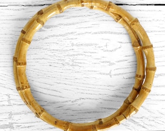 Vintage bambu väskhandtag Par rundbågade handtag för gör-det-själv-väskatillverkning