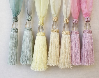 Tieback tassel pastel sheer organza curtain tiebacks curtain holdbacks Vintage decorative cute glamour window treatments