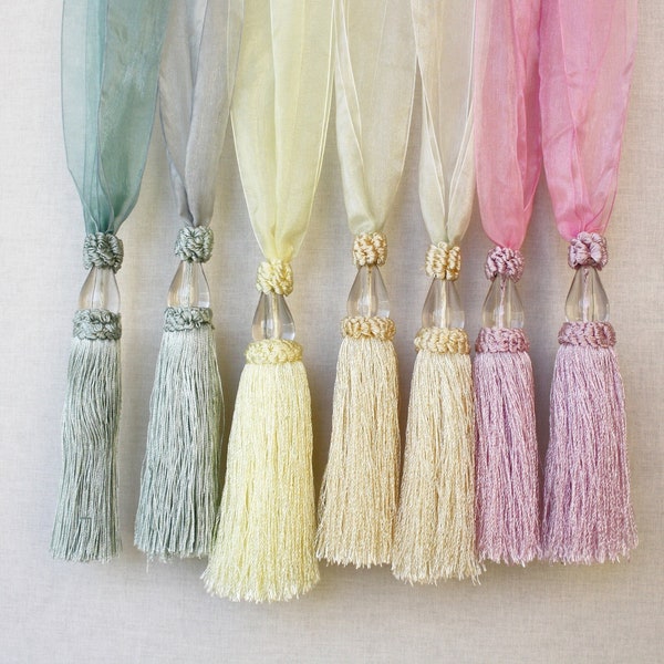 Tieback tassel pastel sheer organza curtain tiebacks curtain holdbacks Vintage decorative cute glamour window treatments