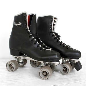 Vintage Outter quad roller skates 80s unisex black vegan leather derby skates