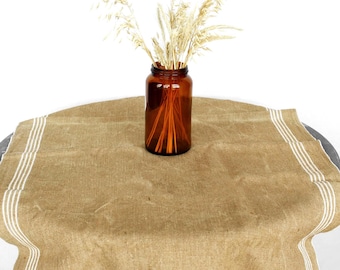 Vintage grain sack table runner Rustic burlap linen tablecloth Primitive cottagecore decor
