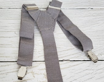 Cotton suspenders Vintage adjustable clip on unisex dapper event formal textile fabric men's suit braces