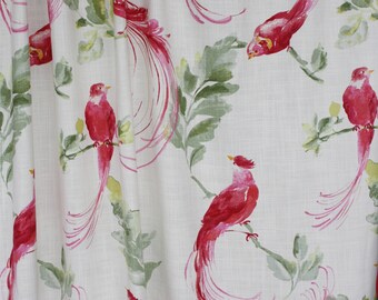 Paradise birds curtain panel eucalyptus leaves exotic tropical fantasy plants thick curtain panel Vintage drapes