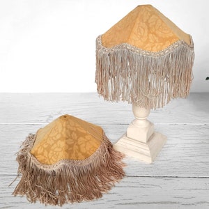 Pendant lamp shade fabric lamp shade tassels lamp shade wall sconce chandelier scalloped Vintage ornate small table lamp boudoir lampshade