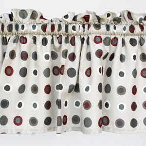 Vintage extra wide cafe curtain with decorative header Cotton mod kitchen 100&quot; window valance