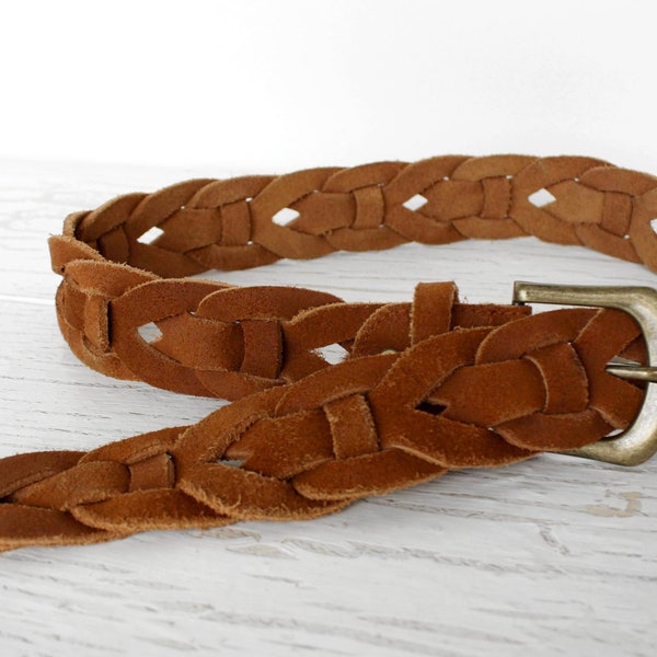 Braid leather belt thick suede leather women's waist belt Vintage distressed wide adjustable real leather belt