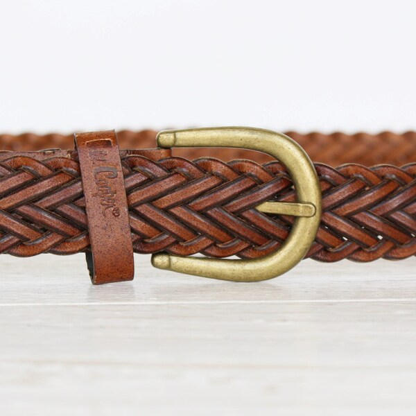 WOVEN LEATHER BELT SOLID BLACK