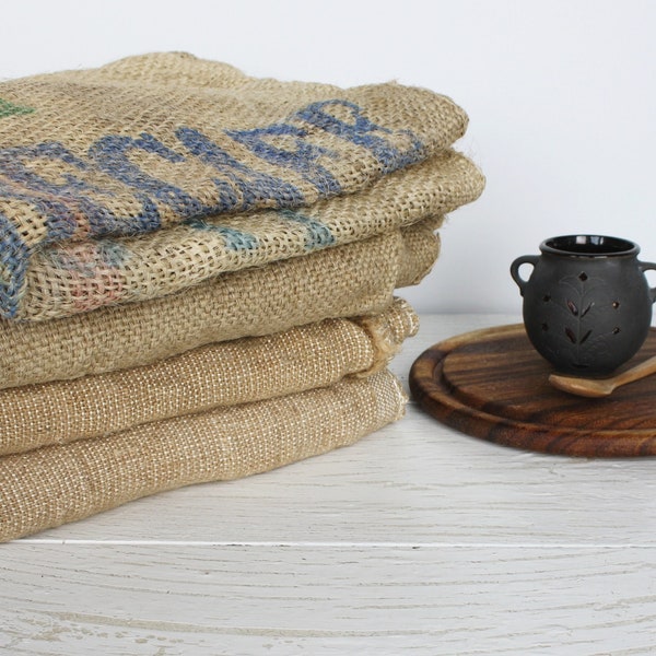 Antike bedruckte alte Getreidesack gebrauchte Kaffeesäcke Vintage Sackleinen hessische Mehlsack für Upcycling Basteln Nähen DIY rustikale Projekte