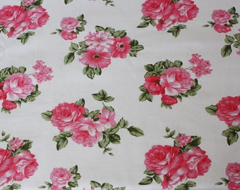 Shabby chic coton floral roses tissu couture textile vintage artisanat fleur textile au mètre