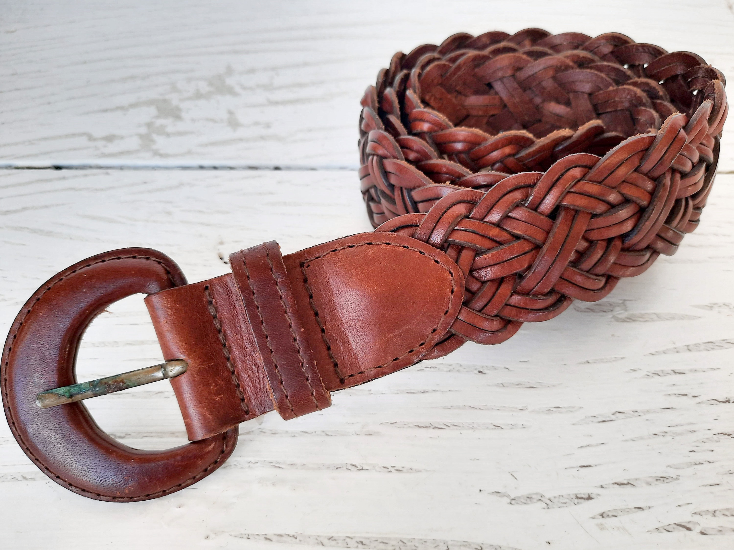 Braided Leather Belt Vintage Unique Women's Adjustable Brown