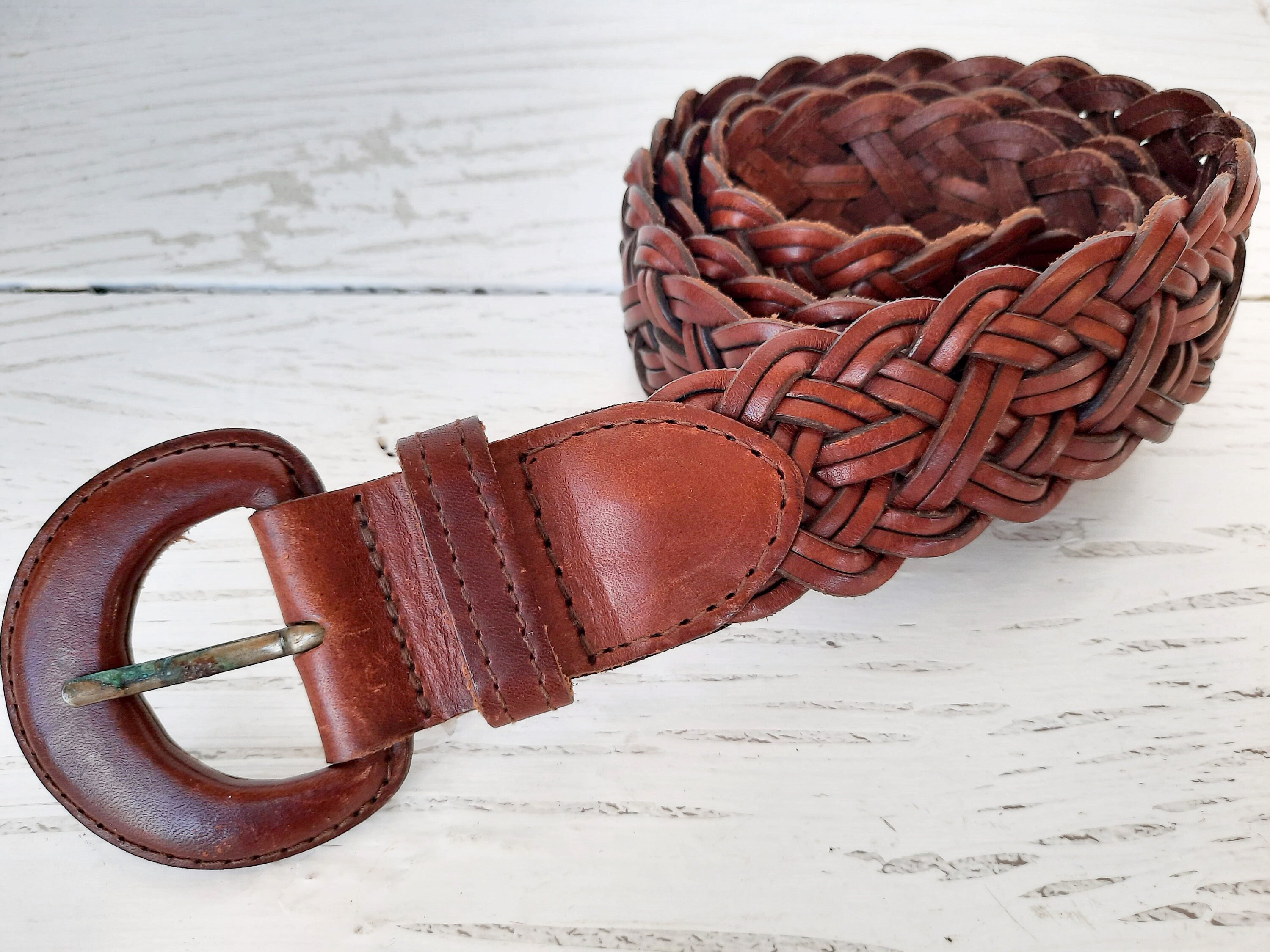 Braided Leather Belt Vintage Unique Women's Adjustable Brown Skinny Woven  Waist Hip Fashion Belt 