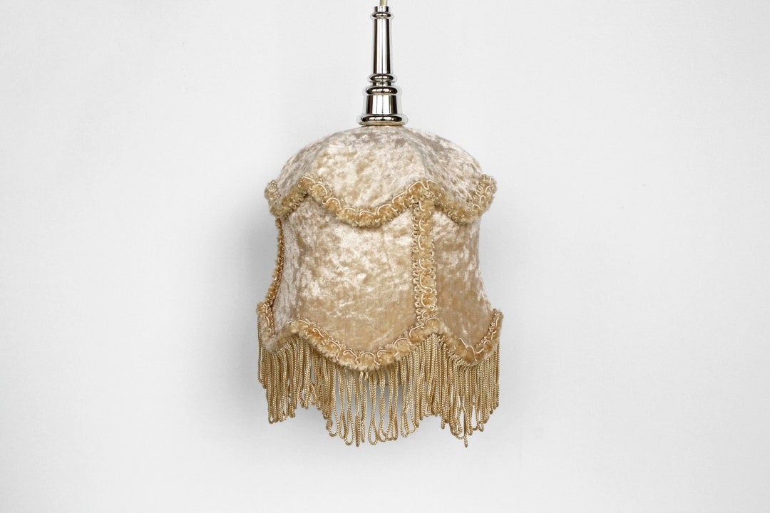 thumbnail image 2 of Vintage Design Velvet Fringed Pendant Lampshade - 35cm, Semi-Matte, For Bedroom/Hallway 2 of 5