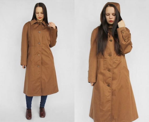 Brown women's trench coat Vintage classic fall out