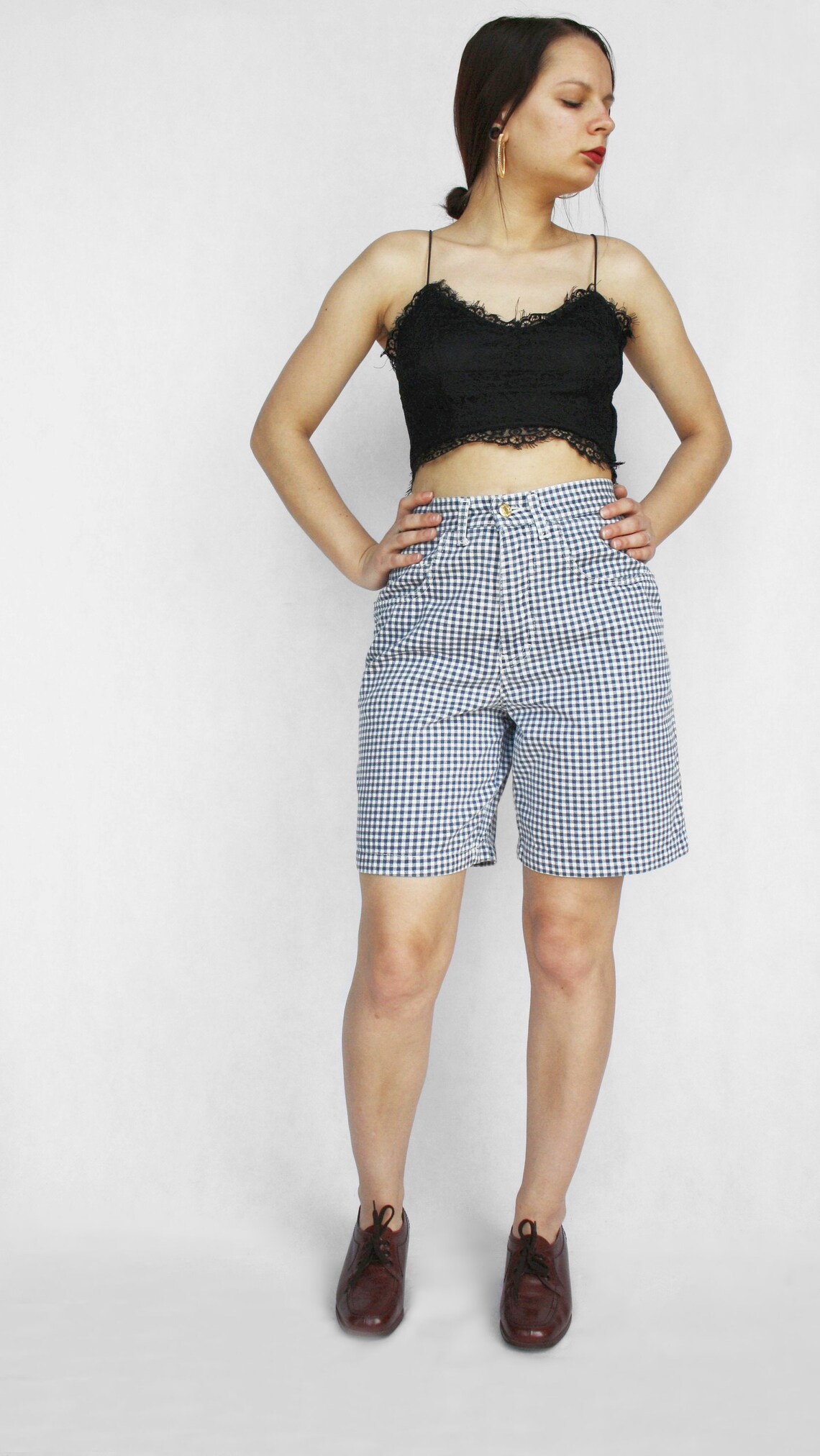 checkered shorts outfit
