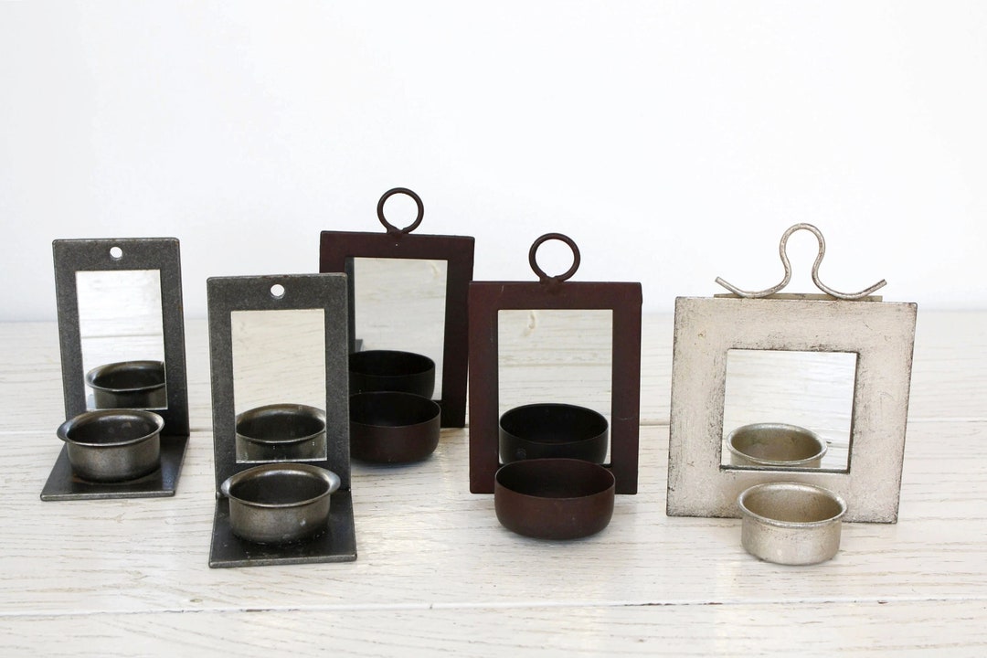 Small Mirror Tea Light Candle Holder Vintage Decorative Shabby Etsy