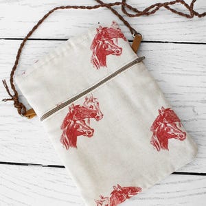 Bolso bandolera vintage de algodón con diseño de caballo. Bonito bolso de hombro para festivales de verano, ideal para viajes y uso diario.