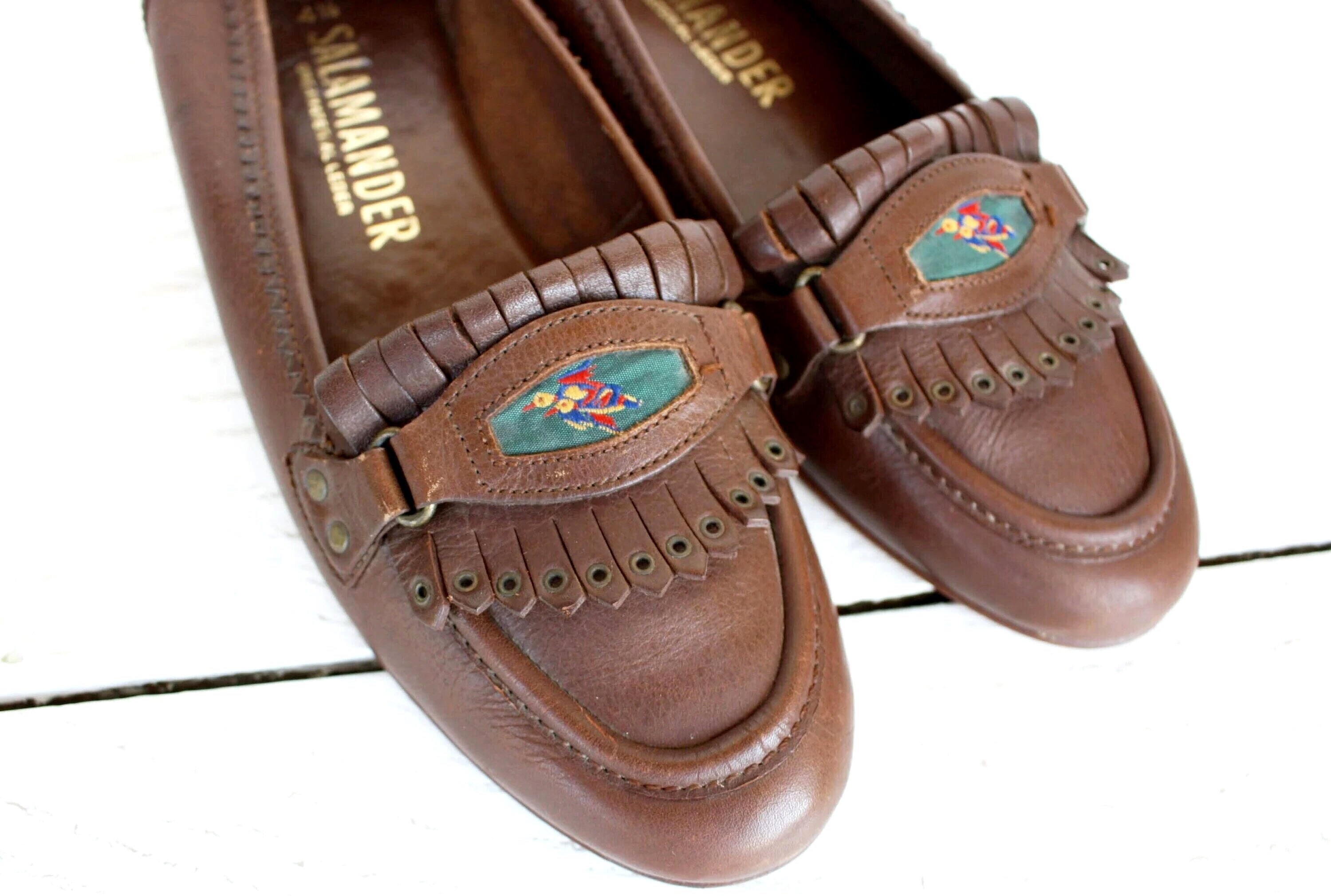 Salamander mocassins chaussures en cuir marron mocassins