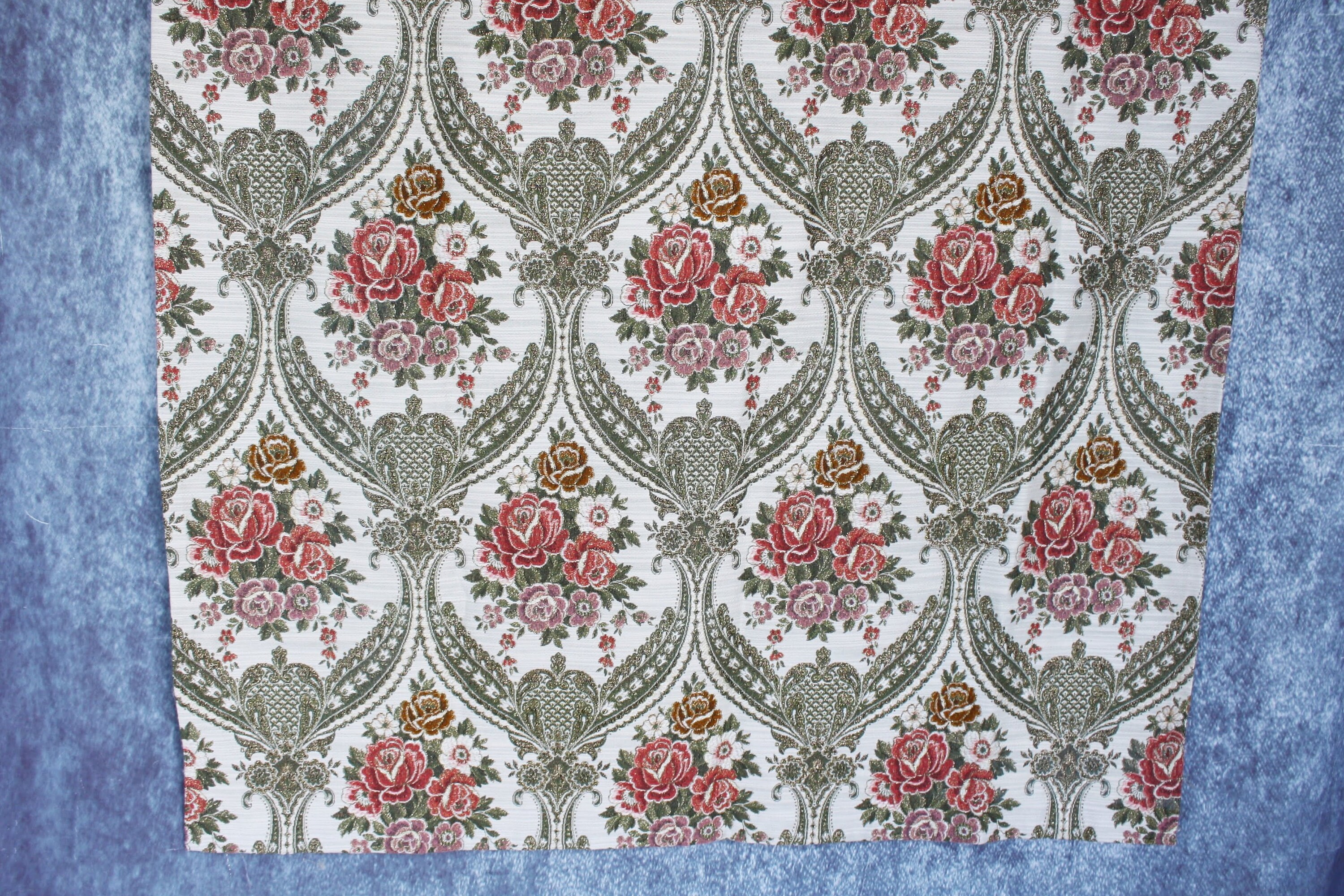 Victorian brocade floral curtains Vintage retro colorful Etsy