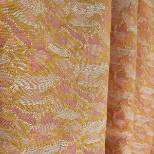 Tecido de algodão grosso com rosas abstratas, tecido vintage laranja rosa camuflado, estofamento têxtil, cortina, almofada decorativa, tecido retrô por metro