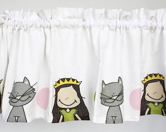 Vintage bomullskappa flickrum prinsess katt pelmet 2,5 meter