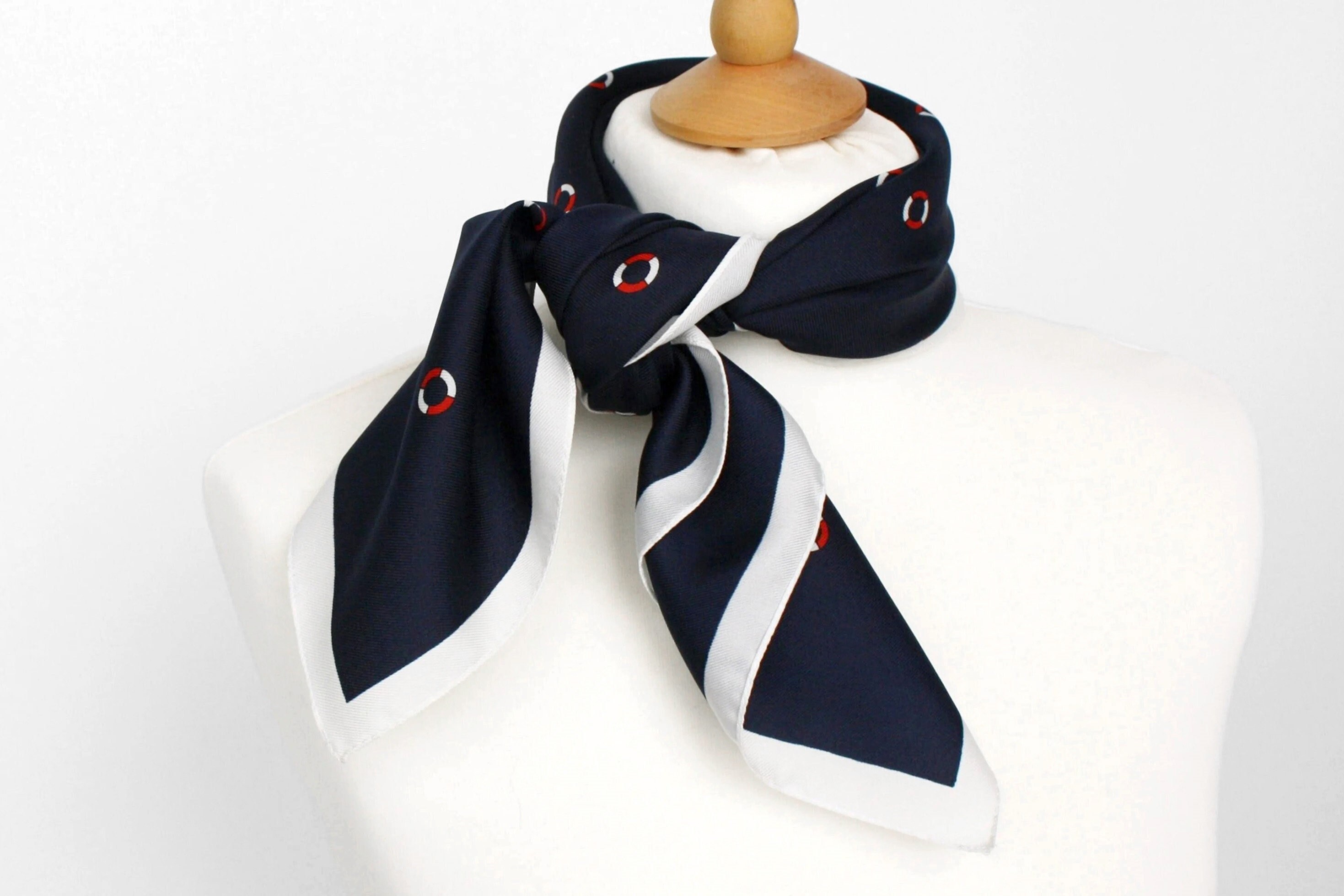 Nautical Neck Scarf Vintage Navy Blue Decorative Yacht Sailor