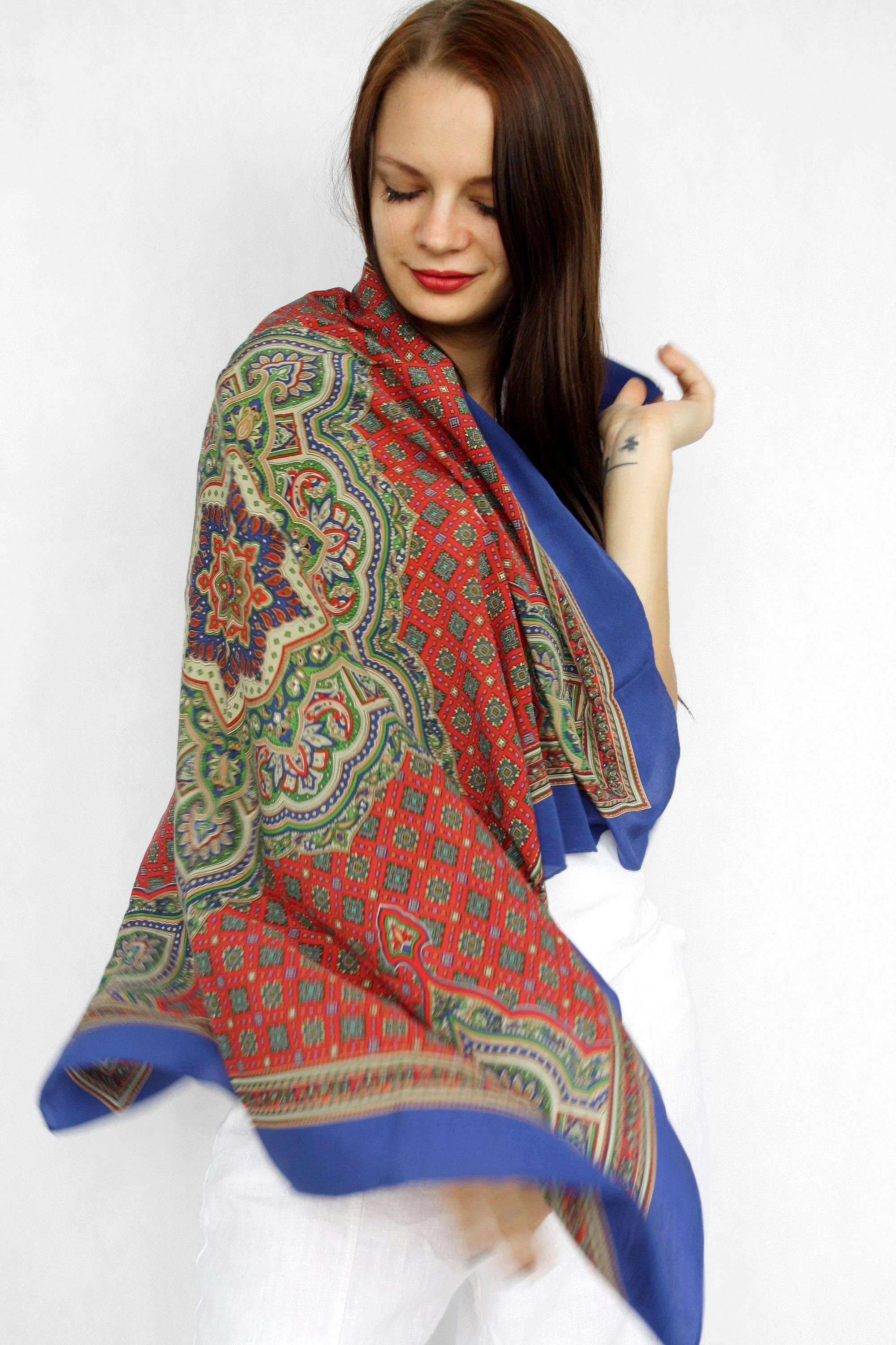 Foulard Vintage En Soie Pure - Tino Lauri - Foulard Carré Artisanal Italien Rayé Multicolore