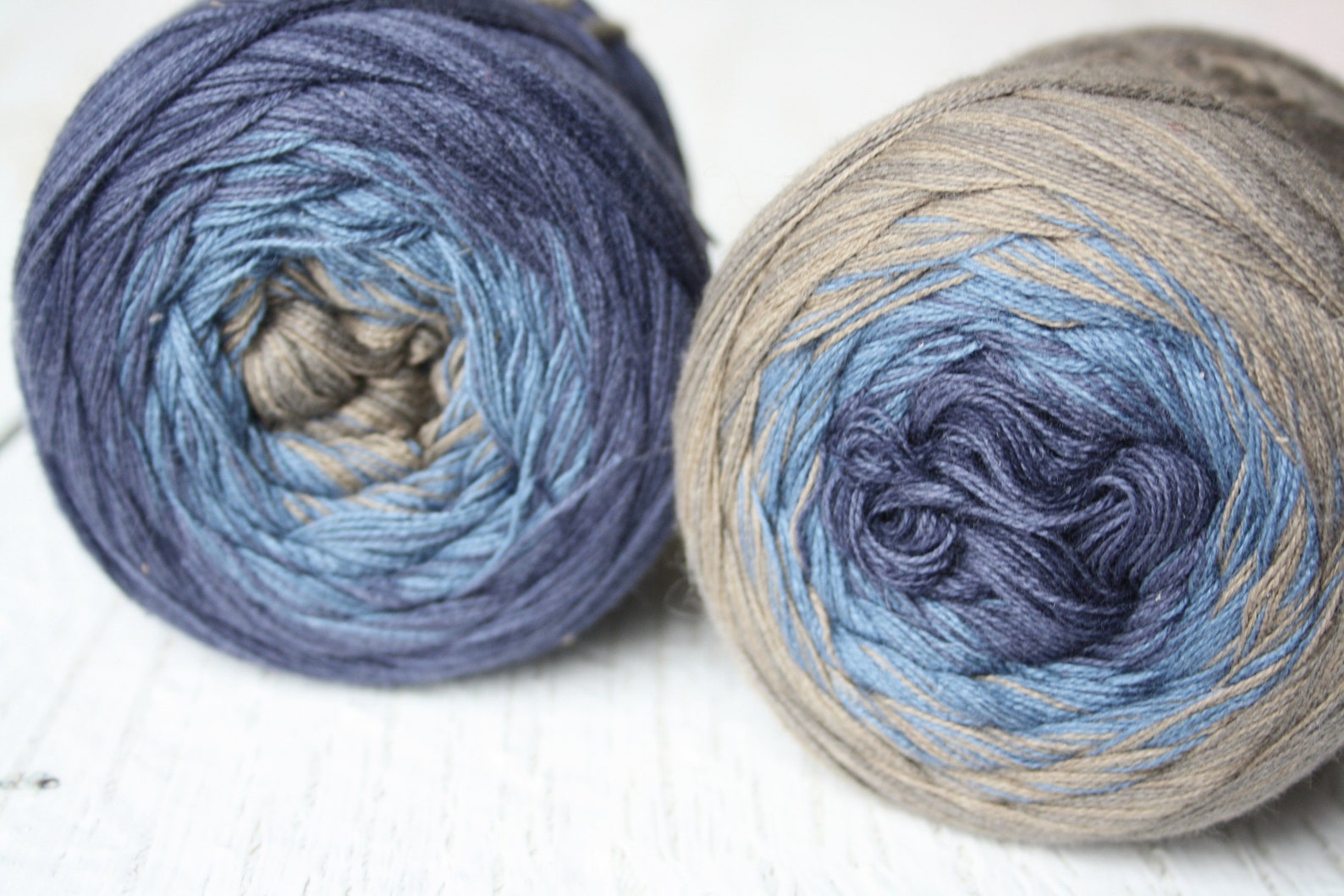 Gradient ombre cotton yarn Blue gray fine sport knitting Etsy
