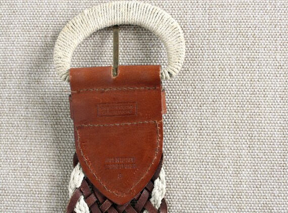 Braided leather belt brown woven women's belt Vin… - image 10