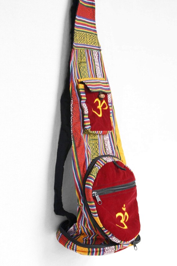 Vintage patchwork foldable backpack Hippie festiv… - image 9