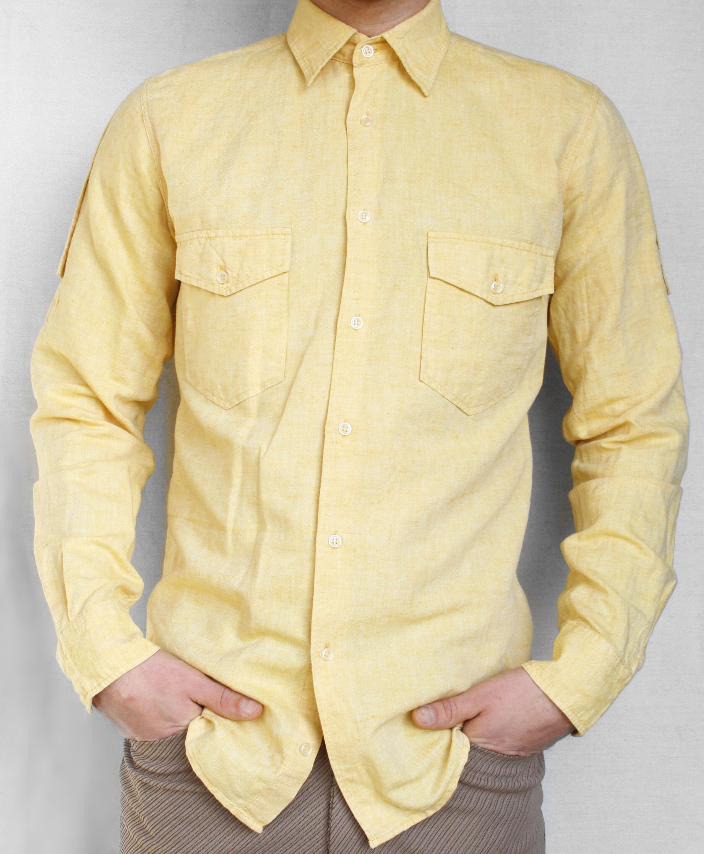 Yellow denim on sale shirt
