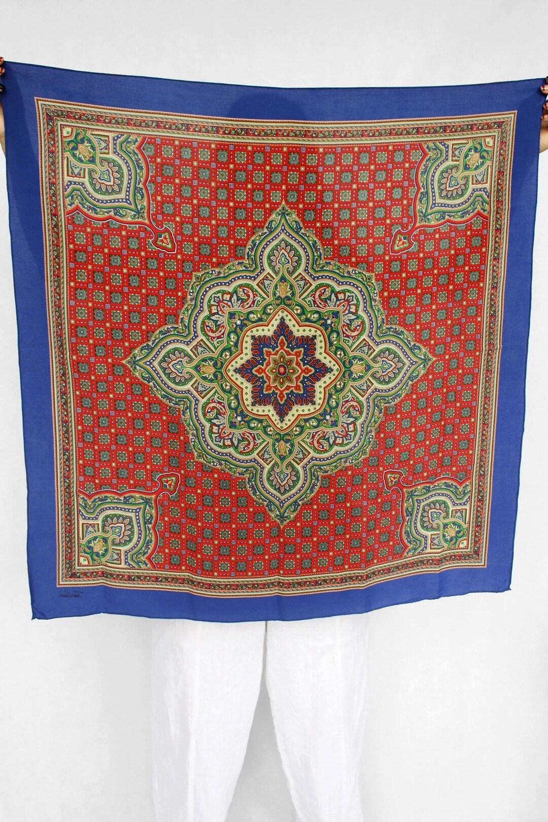 Foulard Vintage En Soie Tino Lauri - Multicolore Rayé - Fait Main En Italie