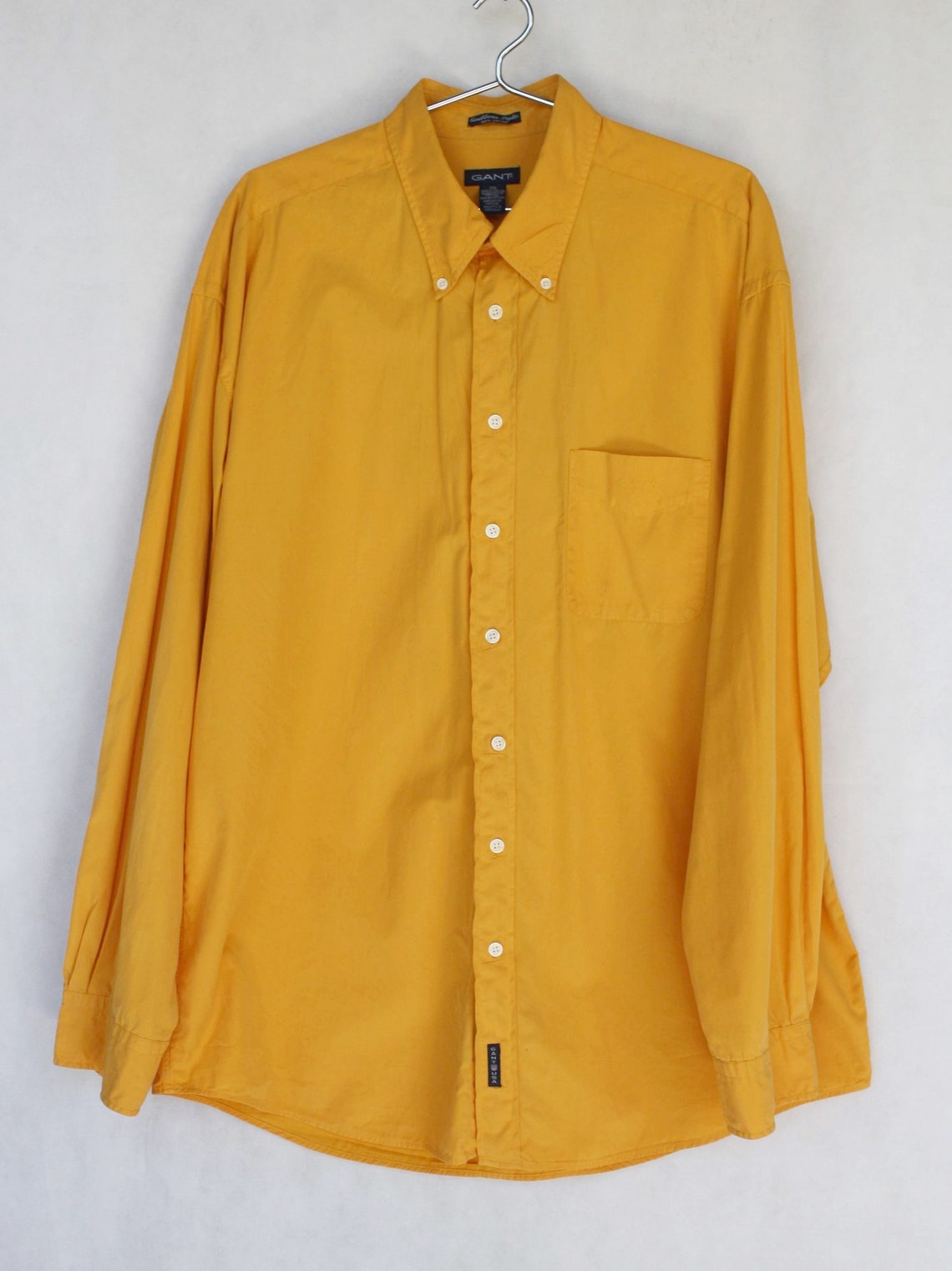 Classic mustard men's shirt Vintage cotton bright yellow | Etsy